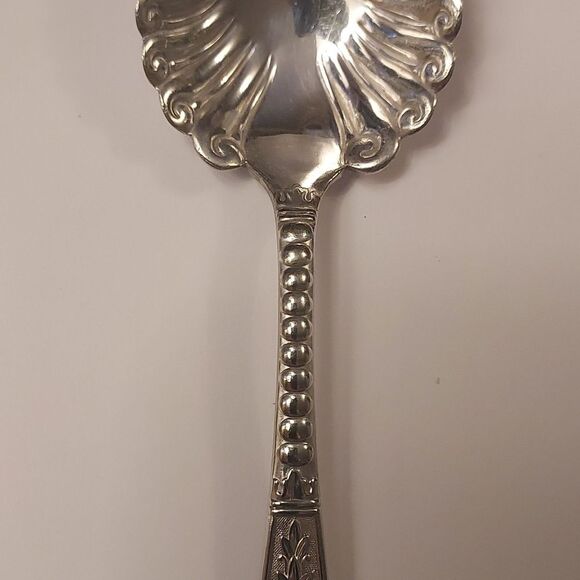 Rogers and Hamilton Antique Silver plate Sugar Spoon Scalloped Edge 6 inch - Picture 9 of 13